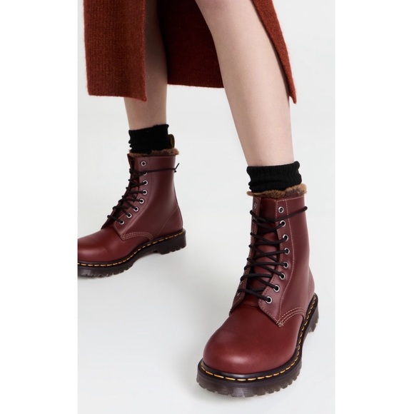 Dr. Martens 1460 Serena Faux Fur Lined Combat Boots - Picture 2 of 3